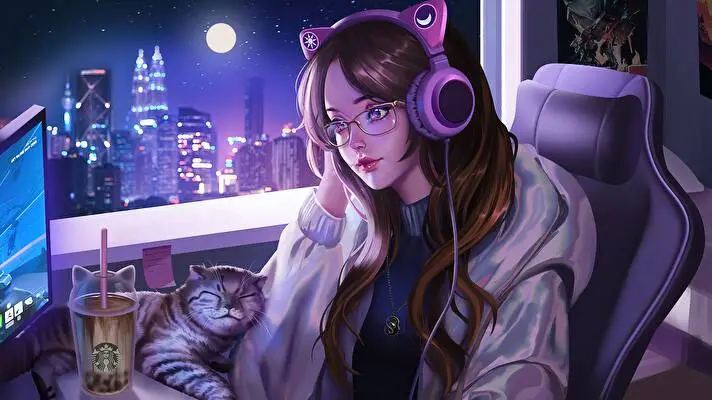 Lofi Anime Dark theme for Windows 11 Slideshow image 5