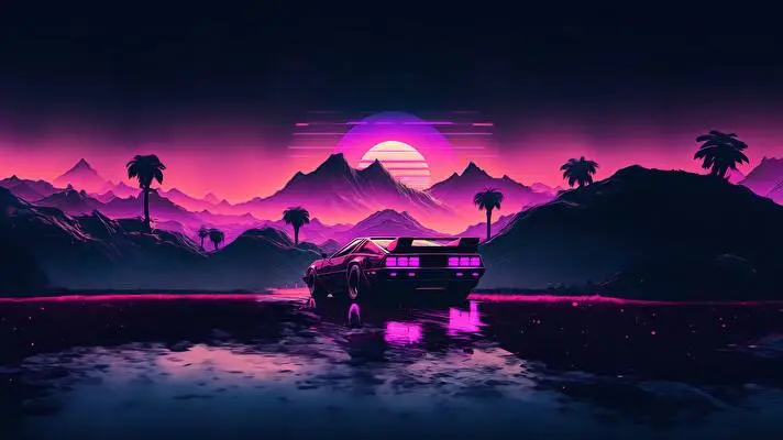 Neon Horizon Dark theme for Windows 11 Slideshow image 1
