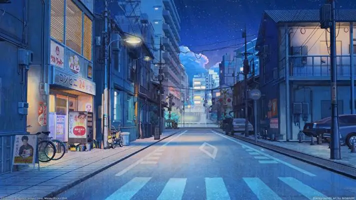 Night Scenery Anime theme for Windows 11 Slideshow image 2