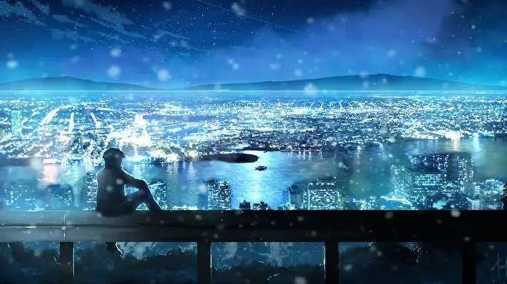 Night Scenery Anime theme for Windows 11 Slideshow image 4