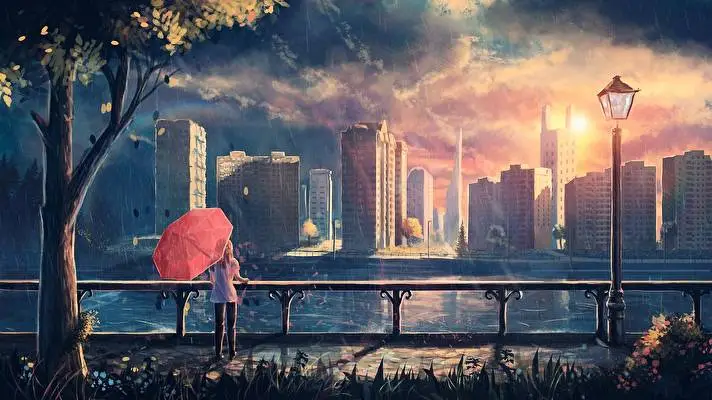 Night Scenery Anime theme for Windows 11 Slideshow image 5